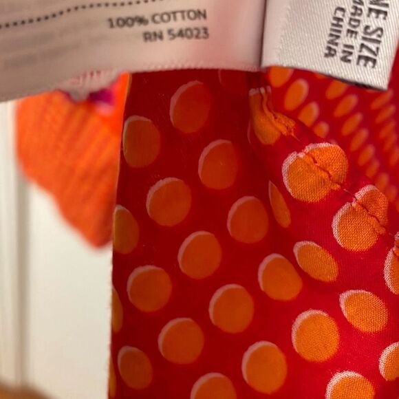 Old Navy bright orange & purple cotton dot & floral print 70 x 25.5 in. Large sc - Picture 5 of 6